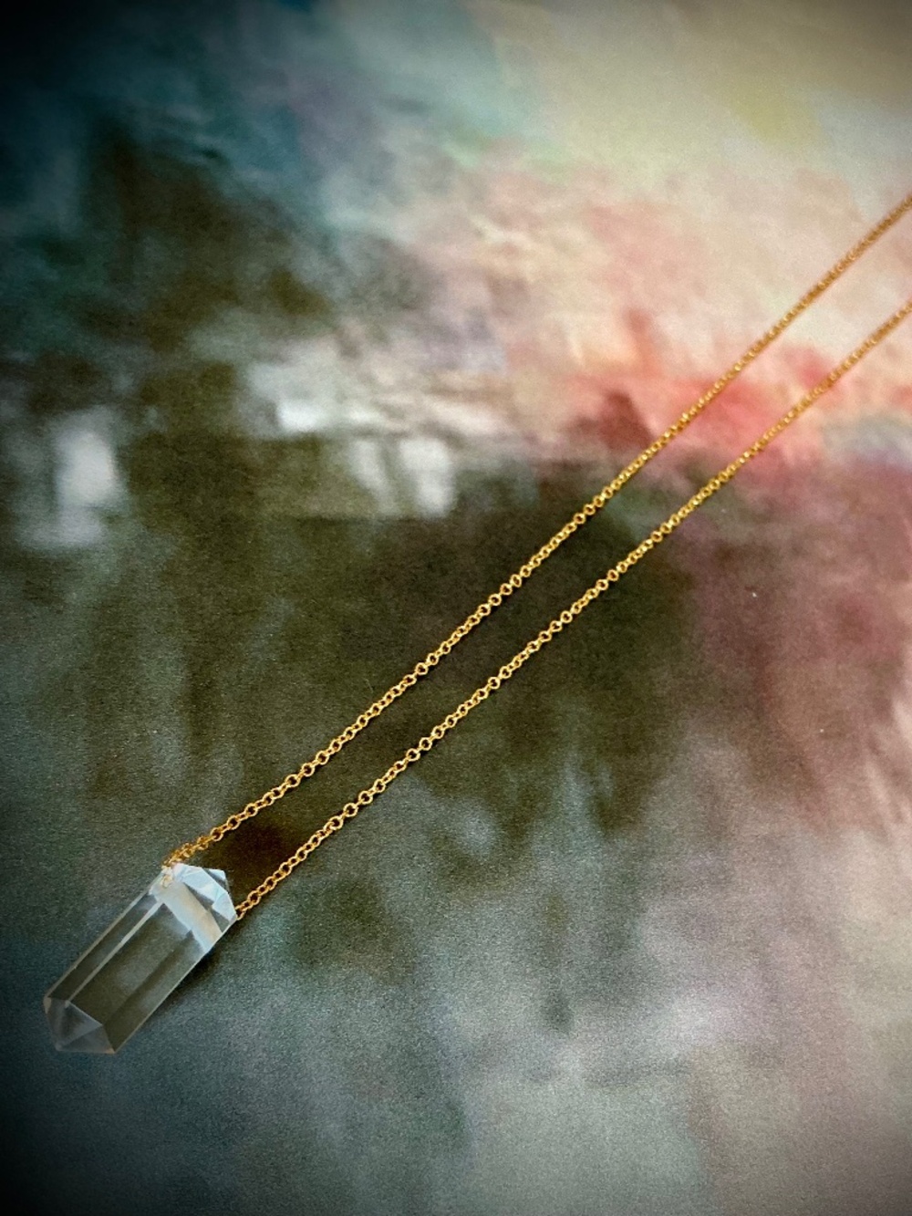 Dainty Crystal Point Necklace - 14kgf Chain